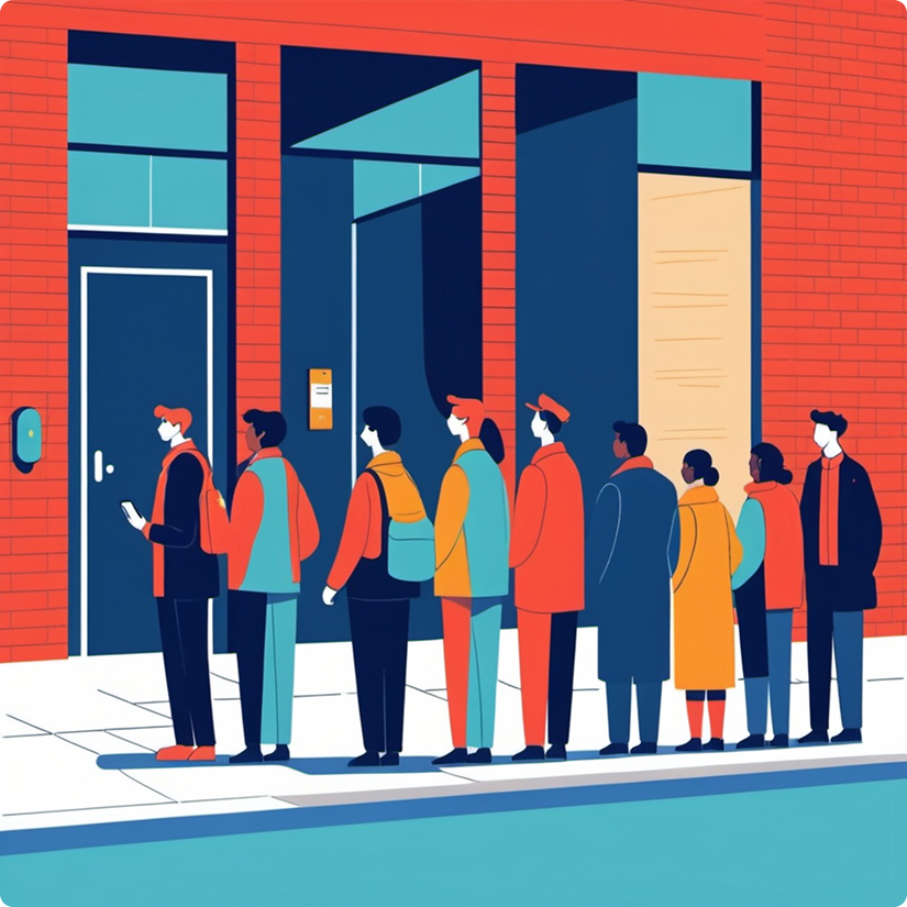 customers queing to sign up into uTickets